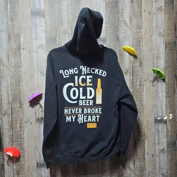 Luckless Outfitters Black Luke Combs Long Neck Ice Cold Beer Hoodie - Picture 4 of 6